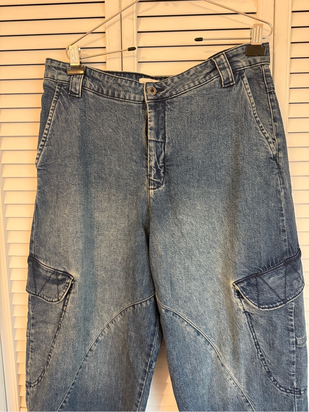 Pilcro Anthropologie Barrel Wide Leg Ankle Cargo Jeans Size 31 Carpenter Grunge - Picture 4 of 8